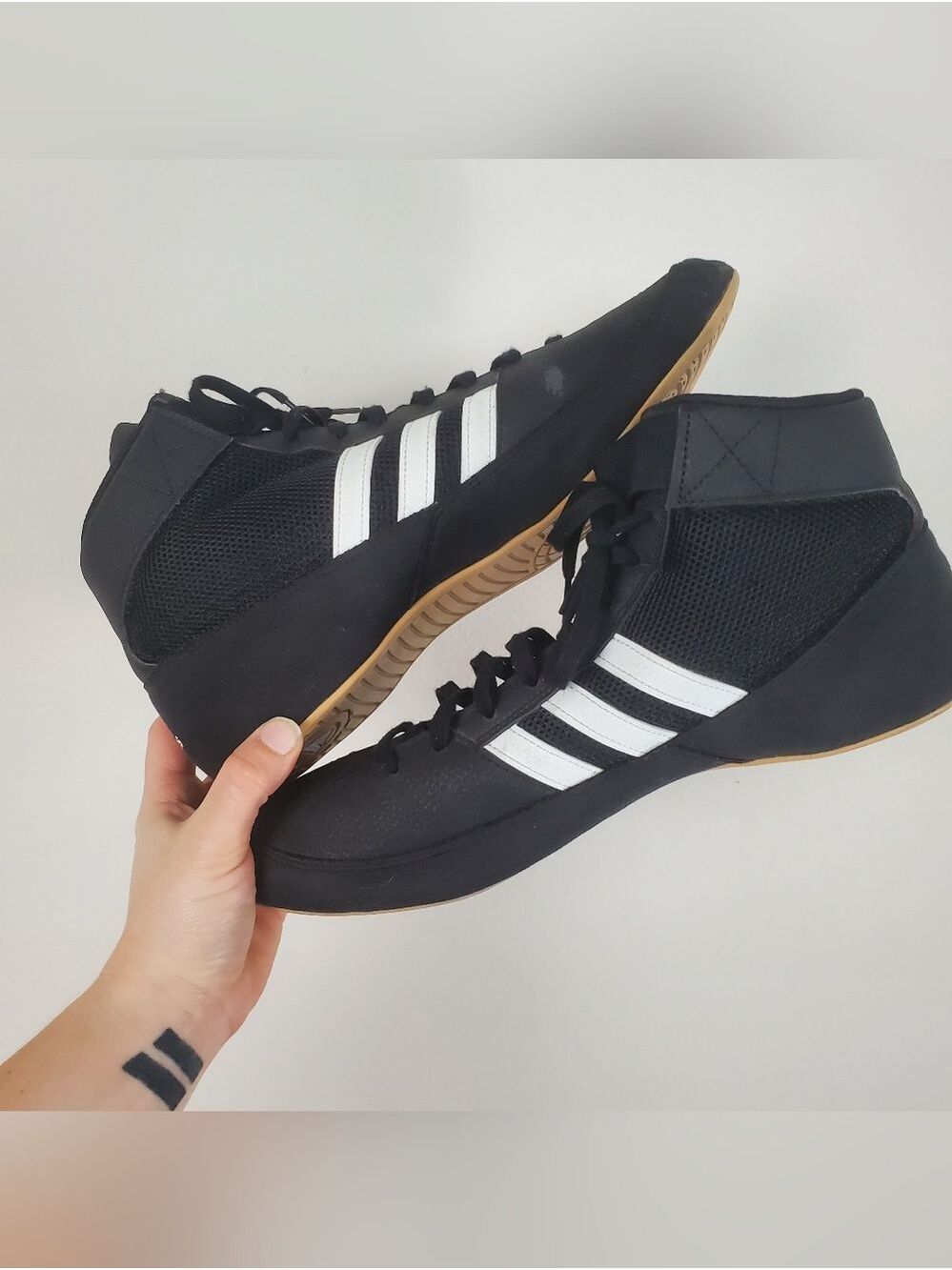 Adidas HVC 2 Men's Wrestling Shoes Black White Size 13
